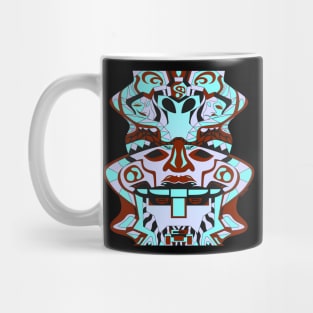 totem helm in ecopop olmec sentinel pattern art in alien framework Mug